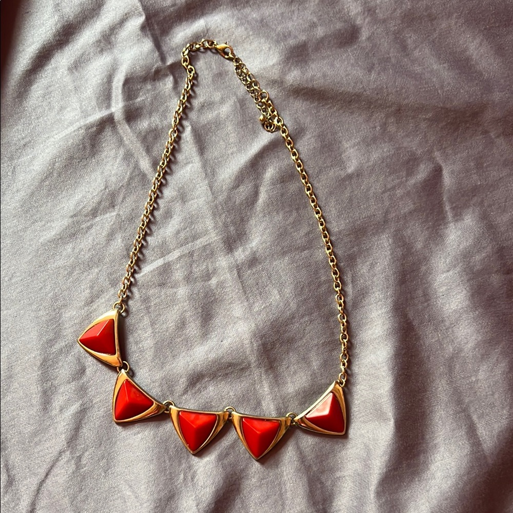 Elegant Red and Gold Triangle Necklace